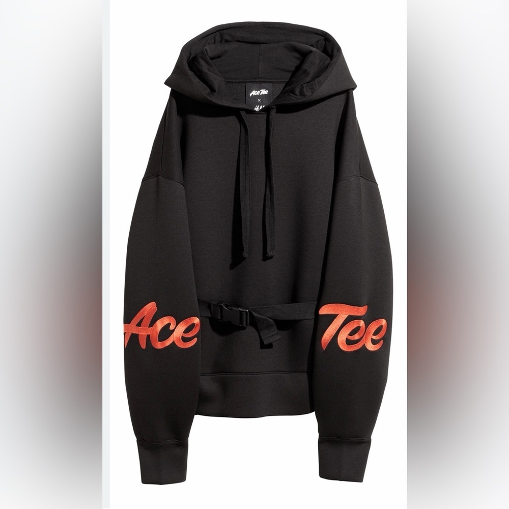 H&M limited edition vintage Black and orange Hooded Belted hoodie size XS - Picture 2 of 10